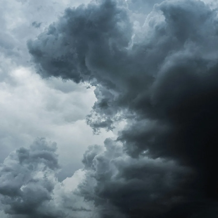 A storm sky, dark clouds and a break of light