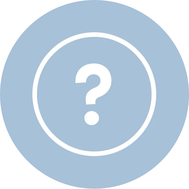 Signo de interrogación blanco dentro de un círculo azul
