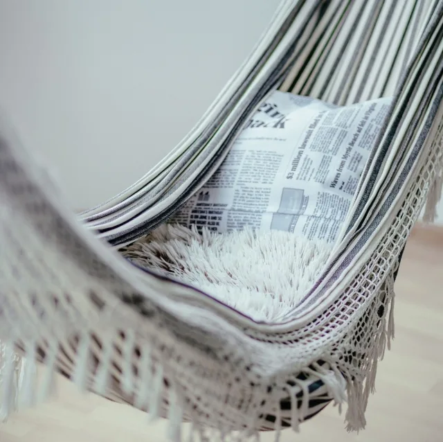 Cosy hammock with a soft cushion, a restful mood